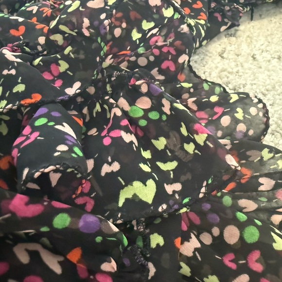Ted Baker M (2) sheer baby doll drawstring heart pattern Floral EUC ruffles! - Picture 12 of 15